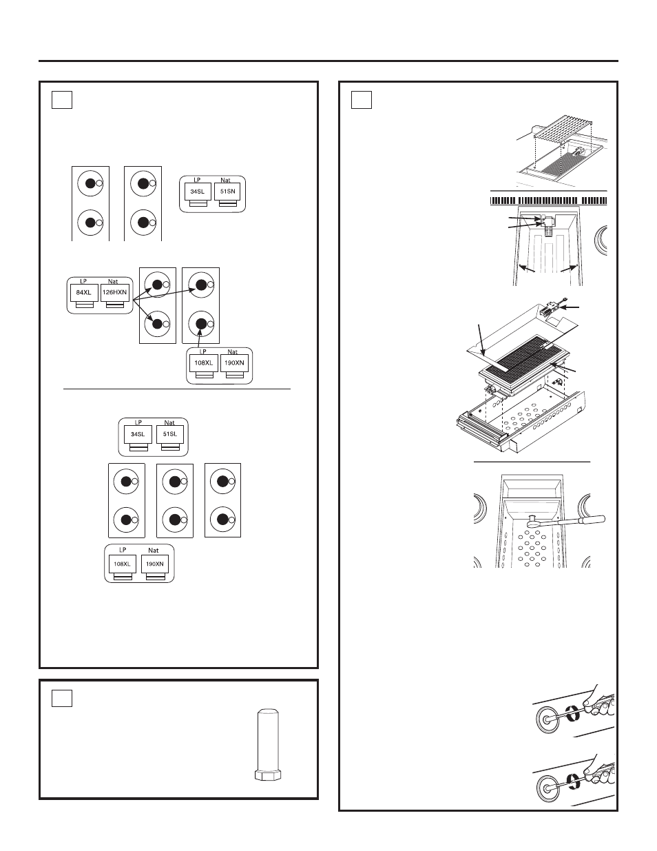 Installation instructions for gas conversion, 4 change grill orifice (cont.), 4 change grill orifice (if present) | 3 change burner orifices (cont.) | GE ZGP304NRSS User Manual | Page 23 / 80
