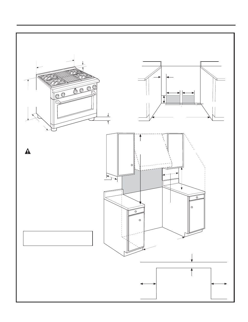 Caractéristiques, Avertissement, Dimensions de l’appareil et espaces | Modèles de cuisinière 91 cm (36”) caractéristiques | GE ZGP304NRSS User Manual | Page 30 / 80