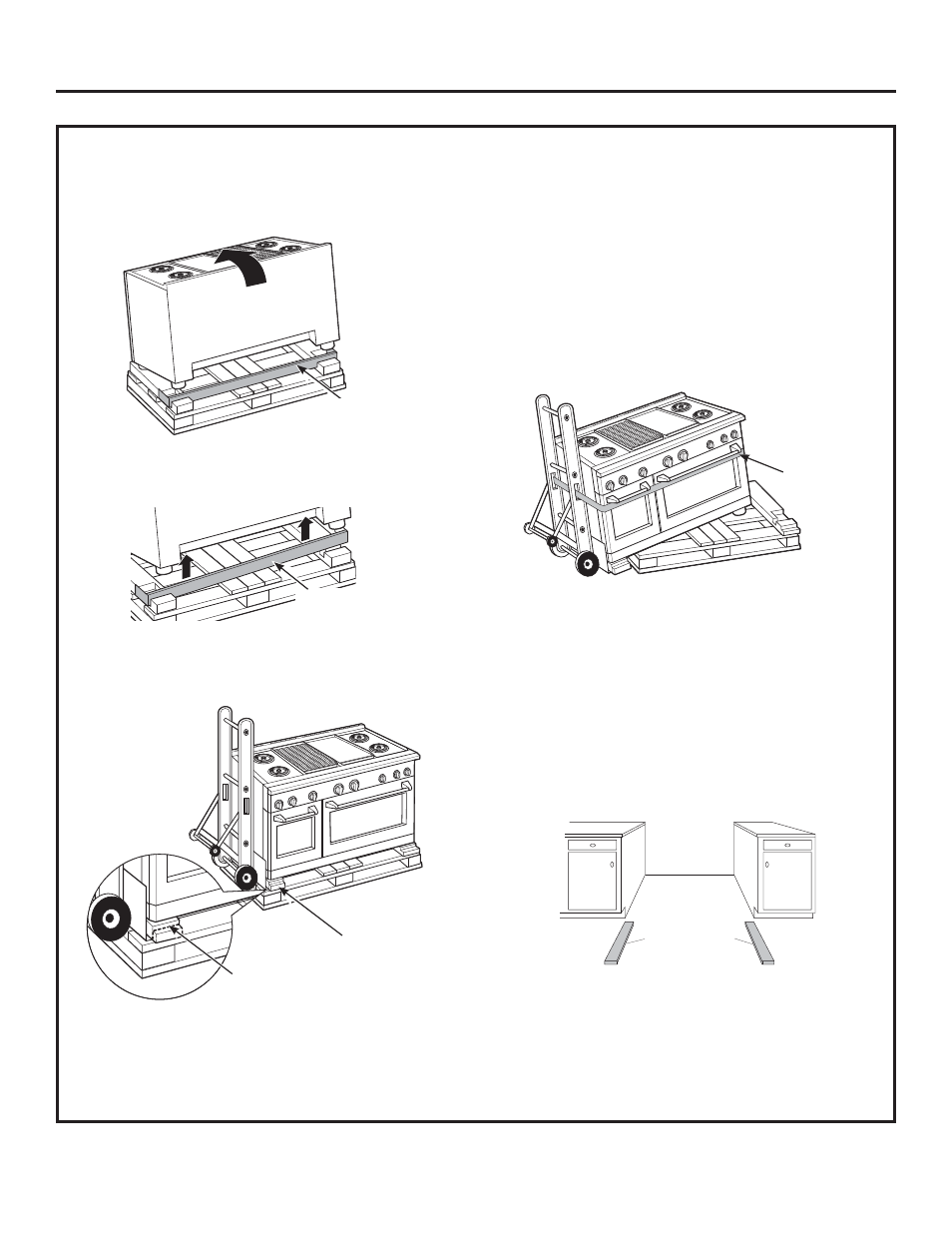 Installation, Déplacez la cuisinière à l’intérieur étape 2 | GE ZGP304NRSS User Manual | Page 36 / 80