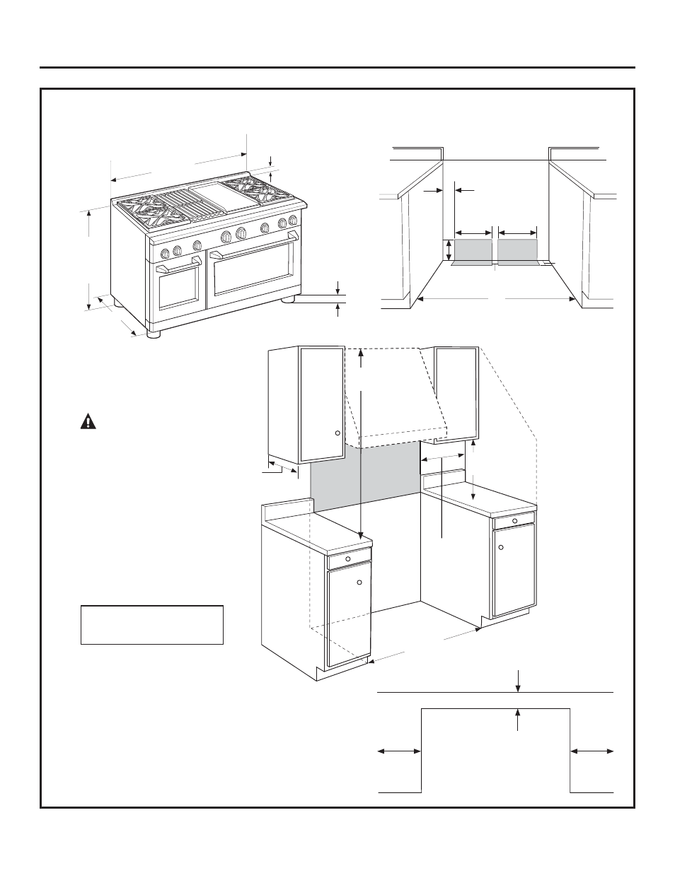 Design information, Warning, Product dimensions and clearances | 48” range models | GE ZGP304NRSS User Manual | Page 4 / 80