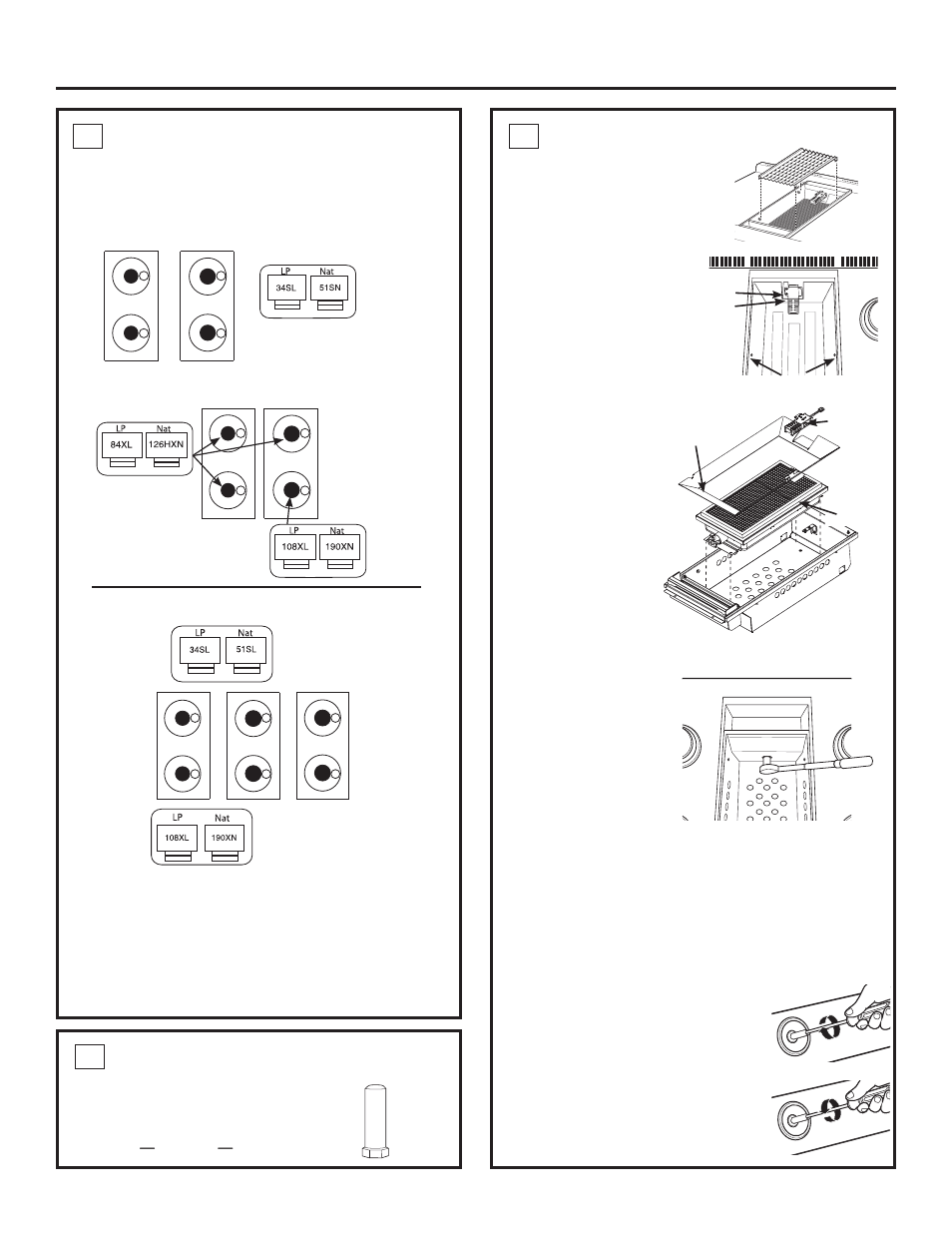 Consignes d’installation pour la conversion de gaz, 4 changez l, Orifice du grill (suite) | 3 changez l, Orifice du grill (si installé) | GE ZGP304NRSS User Manual | Page 48 / 80