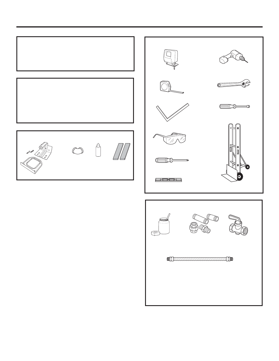 Información de instalación, Materiales requeridos (no provistos), Herramientas requeridas | Materiales provistos | GE ZGP304NRSS User Manual | Page 58 / 80