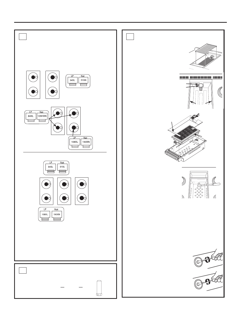 4 cambie el orificio de la parrilla (cont.), 3 cambie los orificios de los quemadores (cont.) | GE ZGP304NRSS User Manual | Page 73 / 80