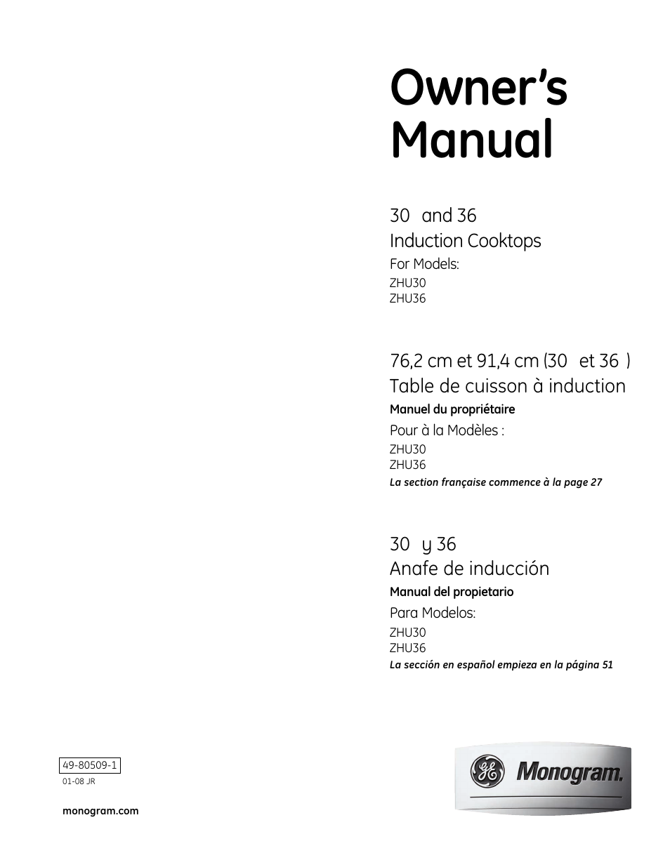GE ZHU30RSRSS User Manual | 80 pages