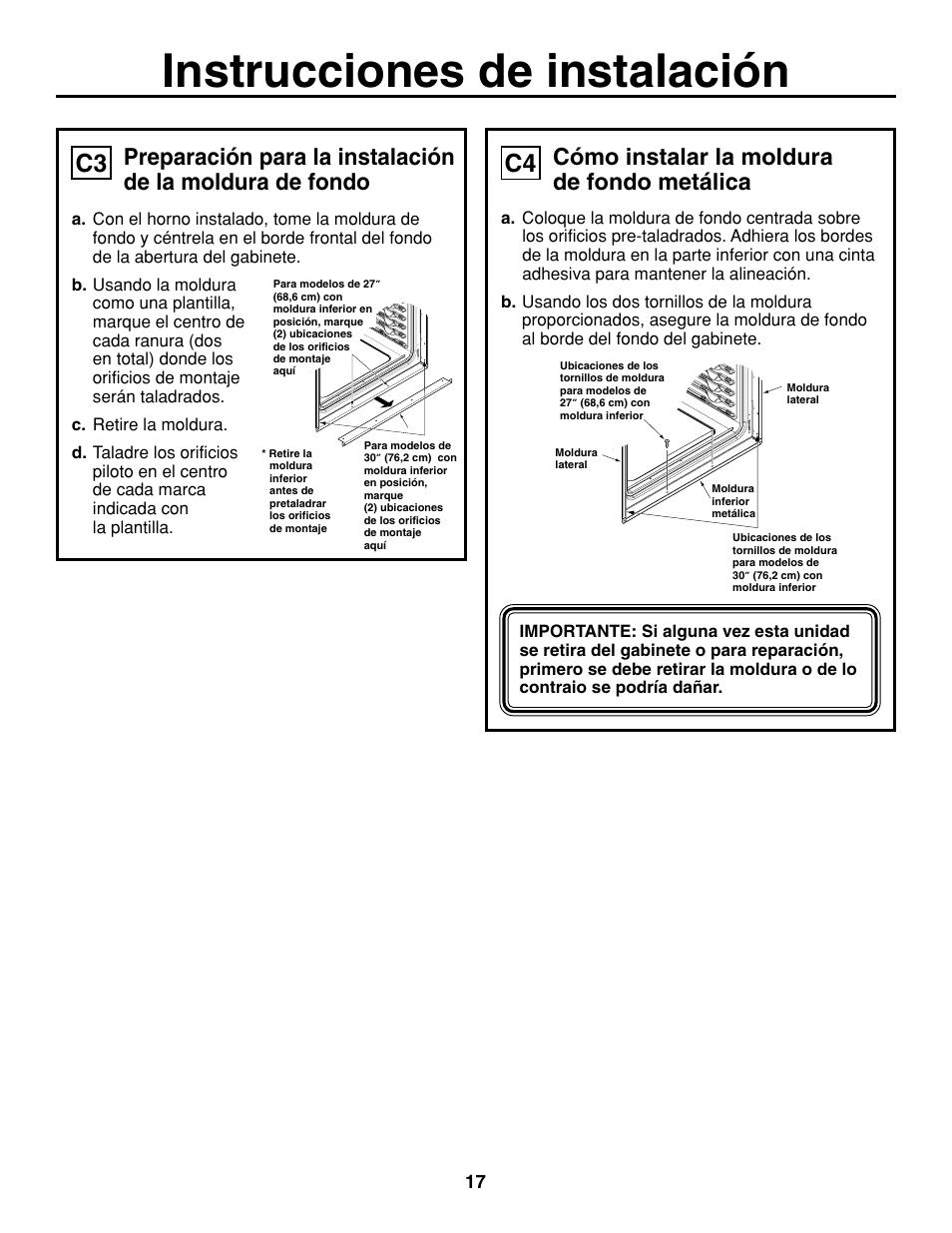 Instrucciones de instalación, C3 c4 | GE ZET938SMSS User Manual | Page 37 / 40