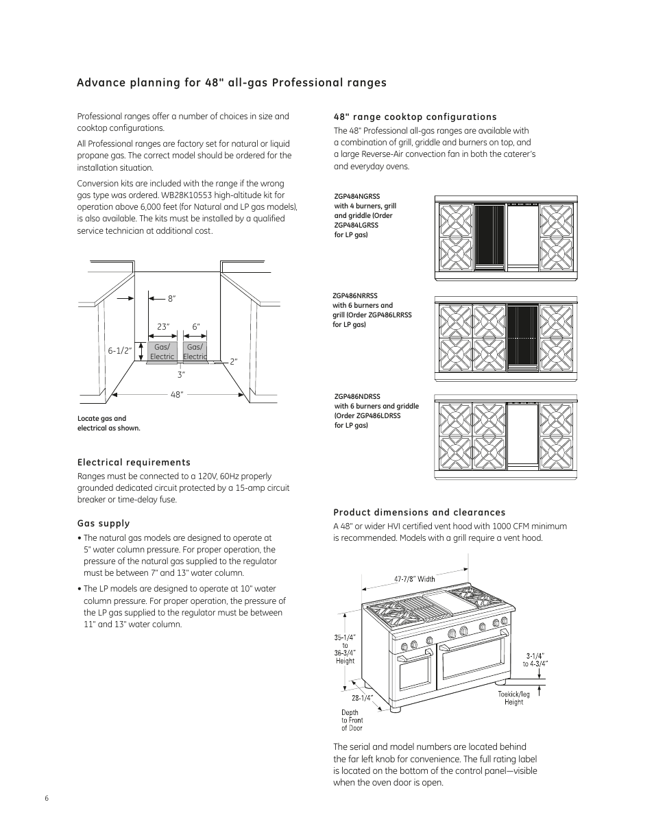 GE ZGP486LDRSS User Manual | Page 2 / 3