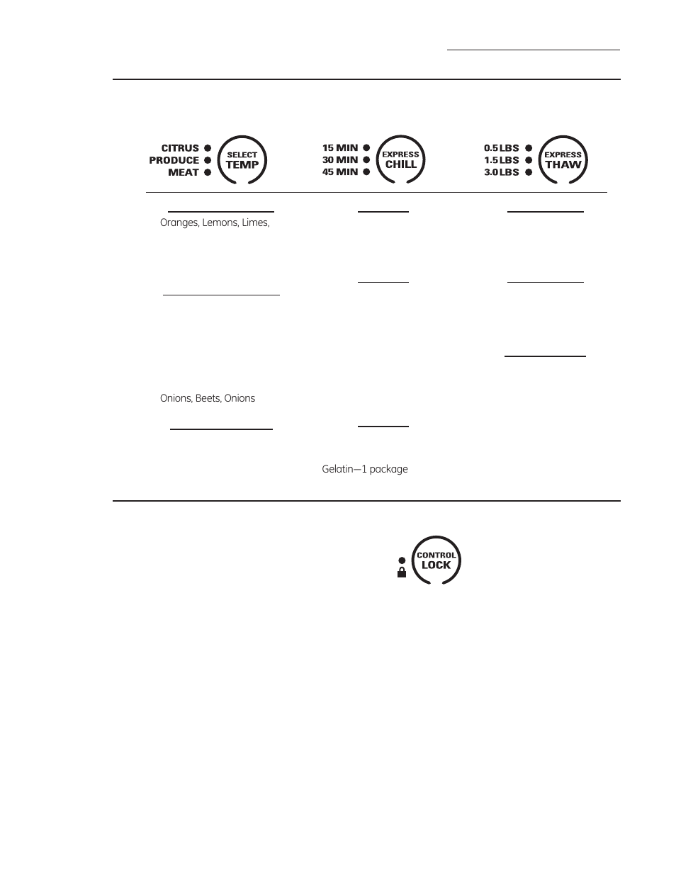 Climate control chart, Climate control drawer, Control lock | GE ZISB360DX User Manual | Page 14 / 32