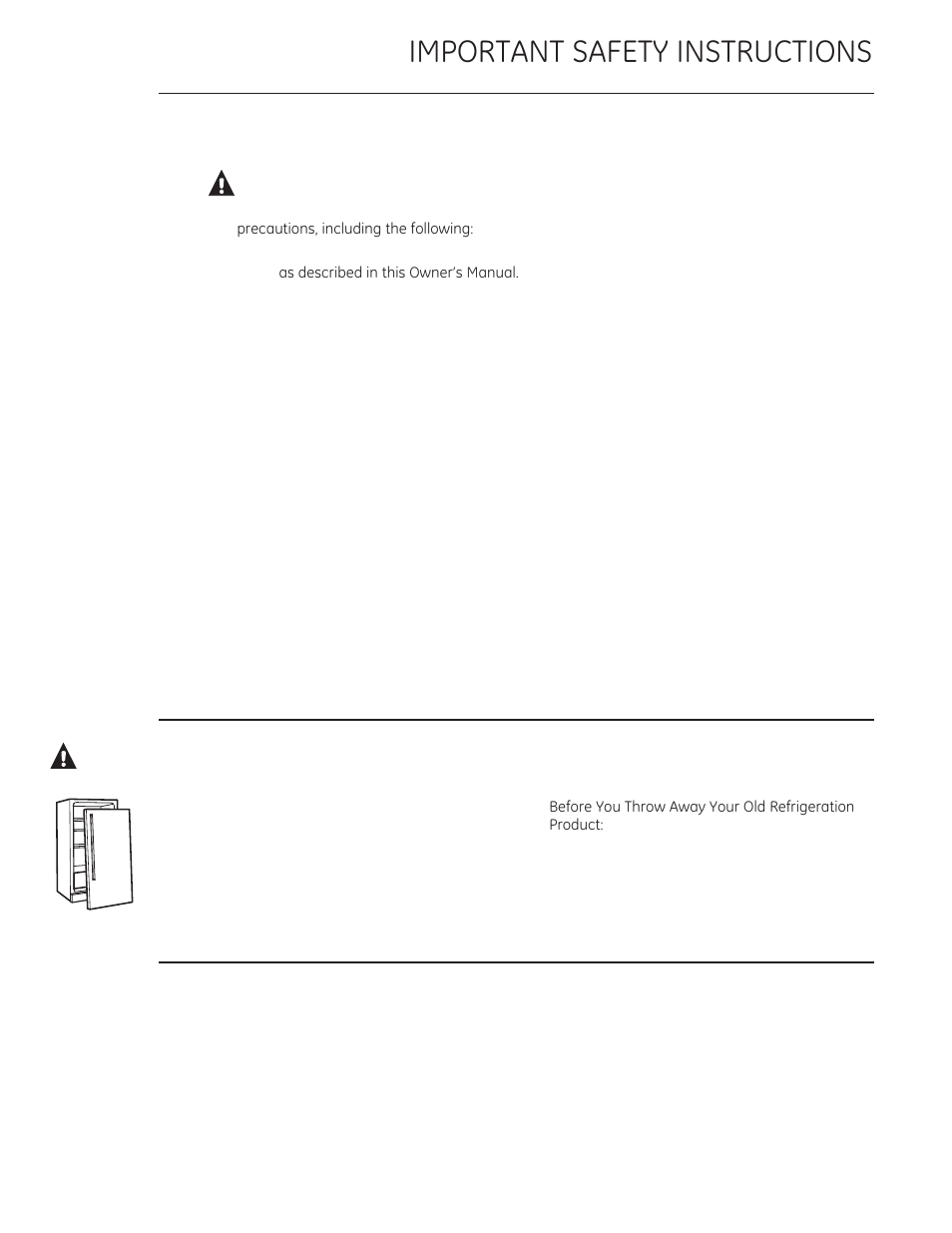 Danger: risk of child entrapment, Read and save these instructions, Warning | GE ZISB360DX User Manual | Page 4 / 32