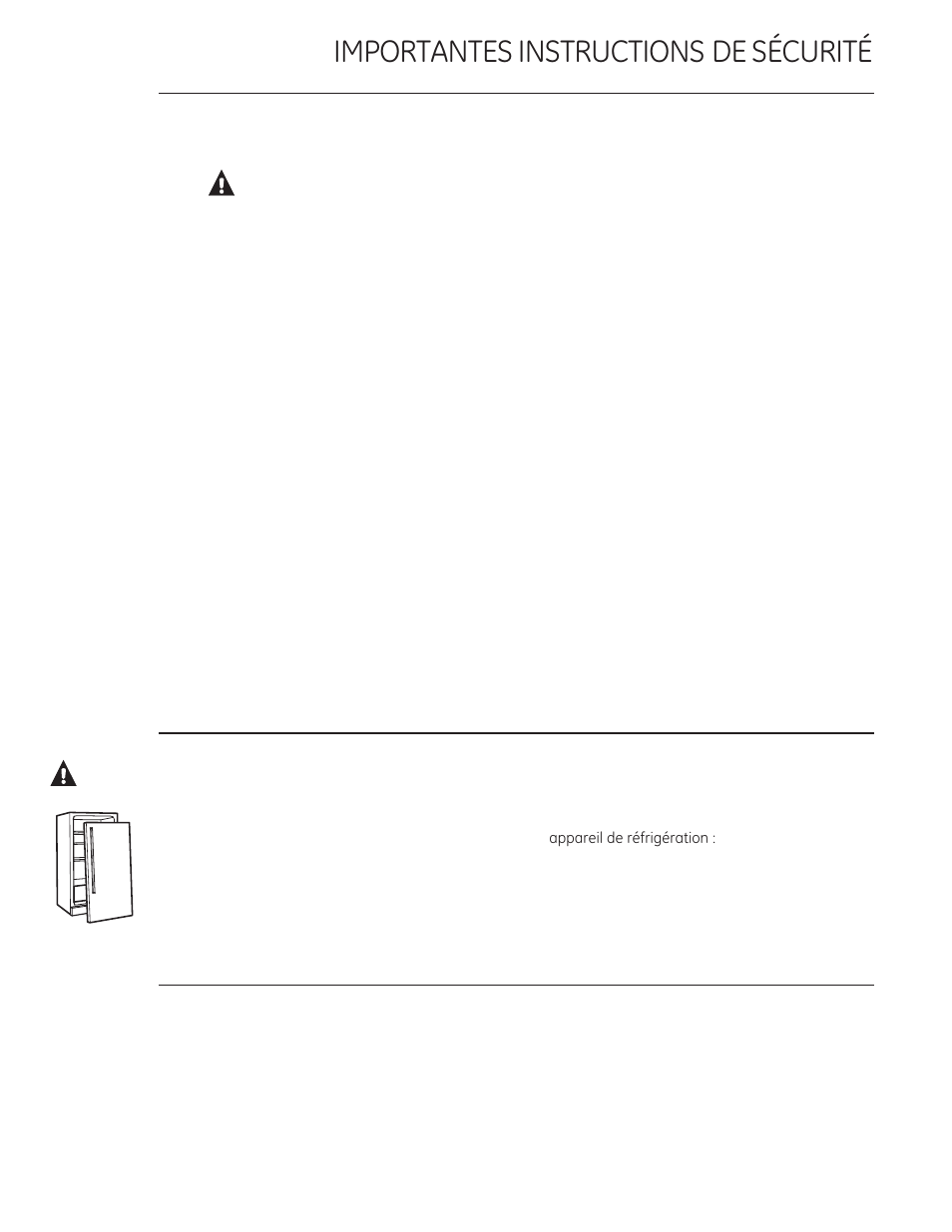 Réfrigérants, Lisez et conservez ces instructions, Avertissement | GE ZISB360DX User Manual | Page 5 / 32