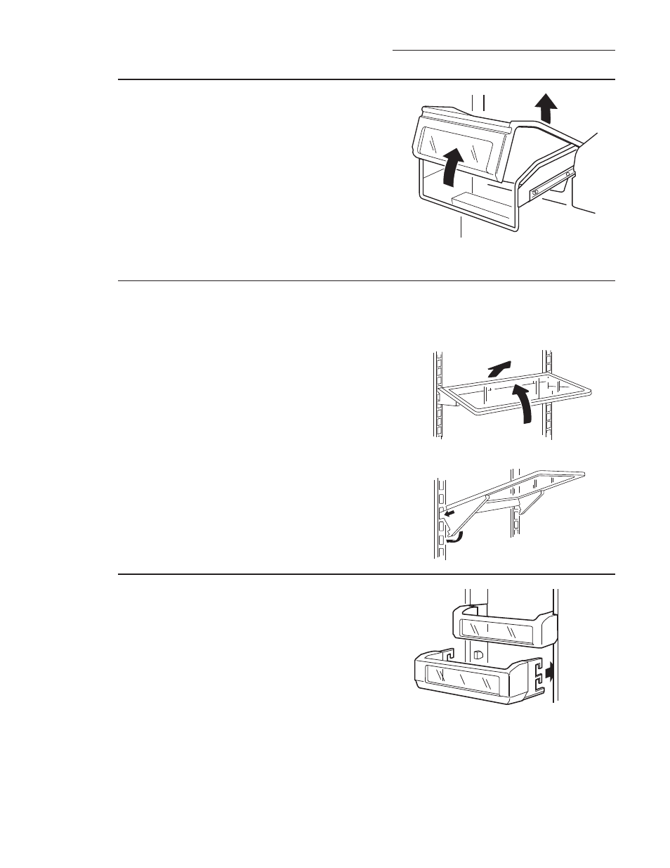 Shelves/sabbath mode door shelves, Adjustable shelves, Drawer removal | GE ZIRS360NXRH User Manual | Page 12 / 28