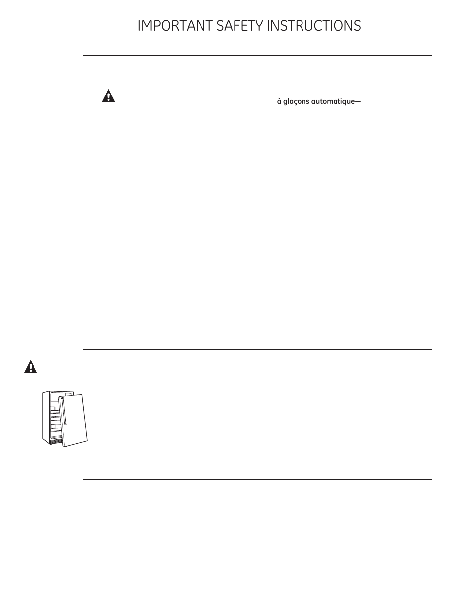 Lire et conserver ces instructions, Danger : risques pour les enfants, Réfrigérants | Avertissement | GE ZIRS360NXRH User Manual | Page 5 / 28
