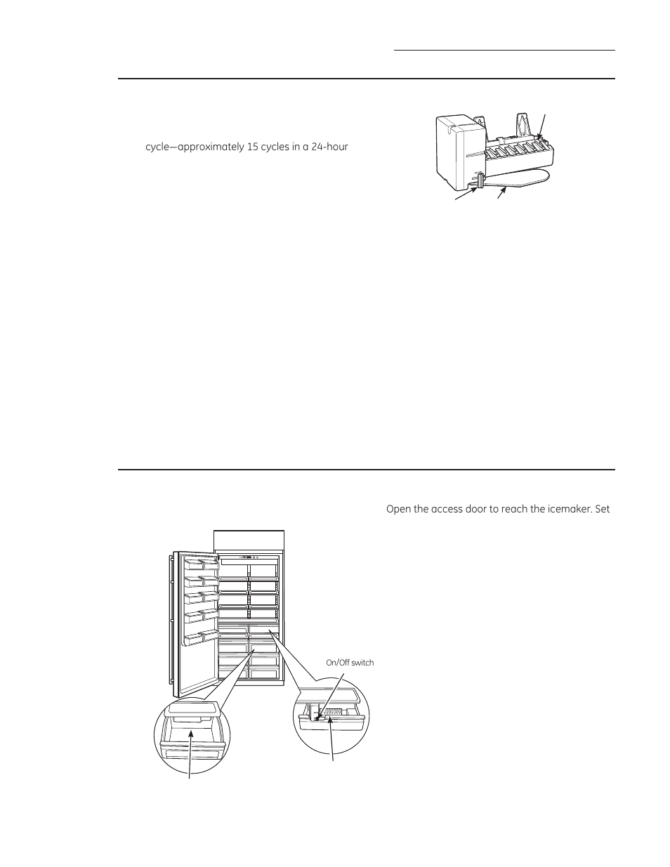 Automatic icemaker, Accessing the icemaker and ice storage bin | GE ZIRS360NXRH User Manual | Page 9 / 28