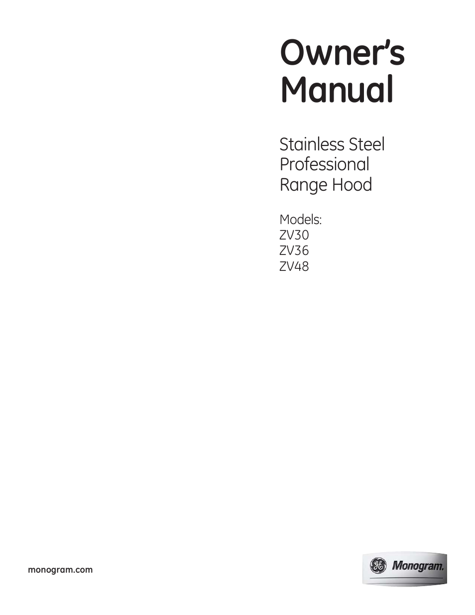 GE ZV36TSFSS User Manual | 12 pages