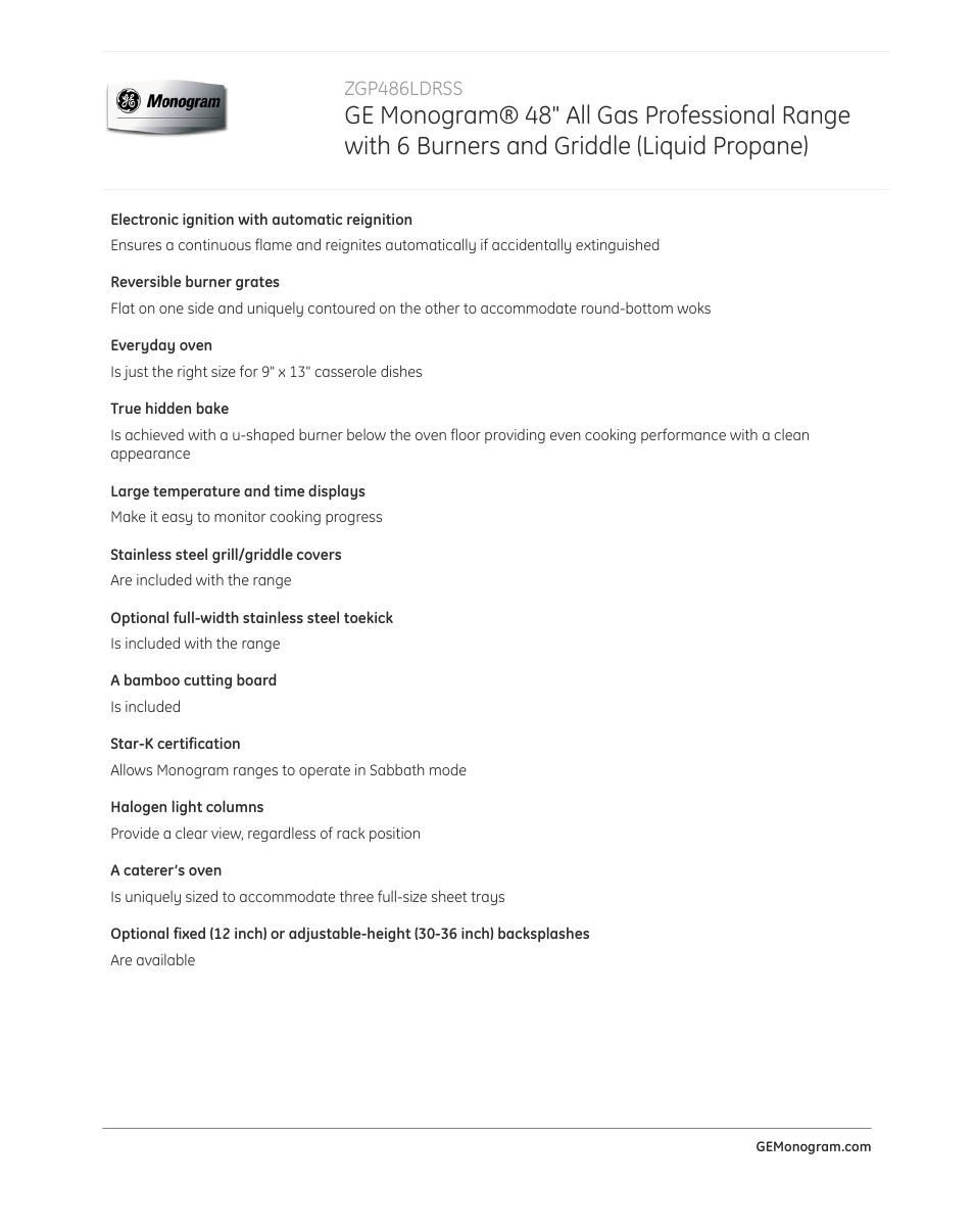 GE ZGP486LDRSS User Manual | Page 2 / 4