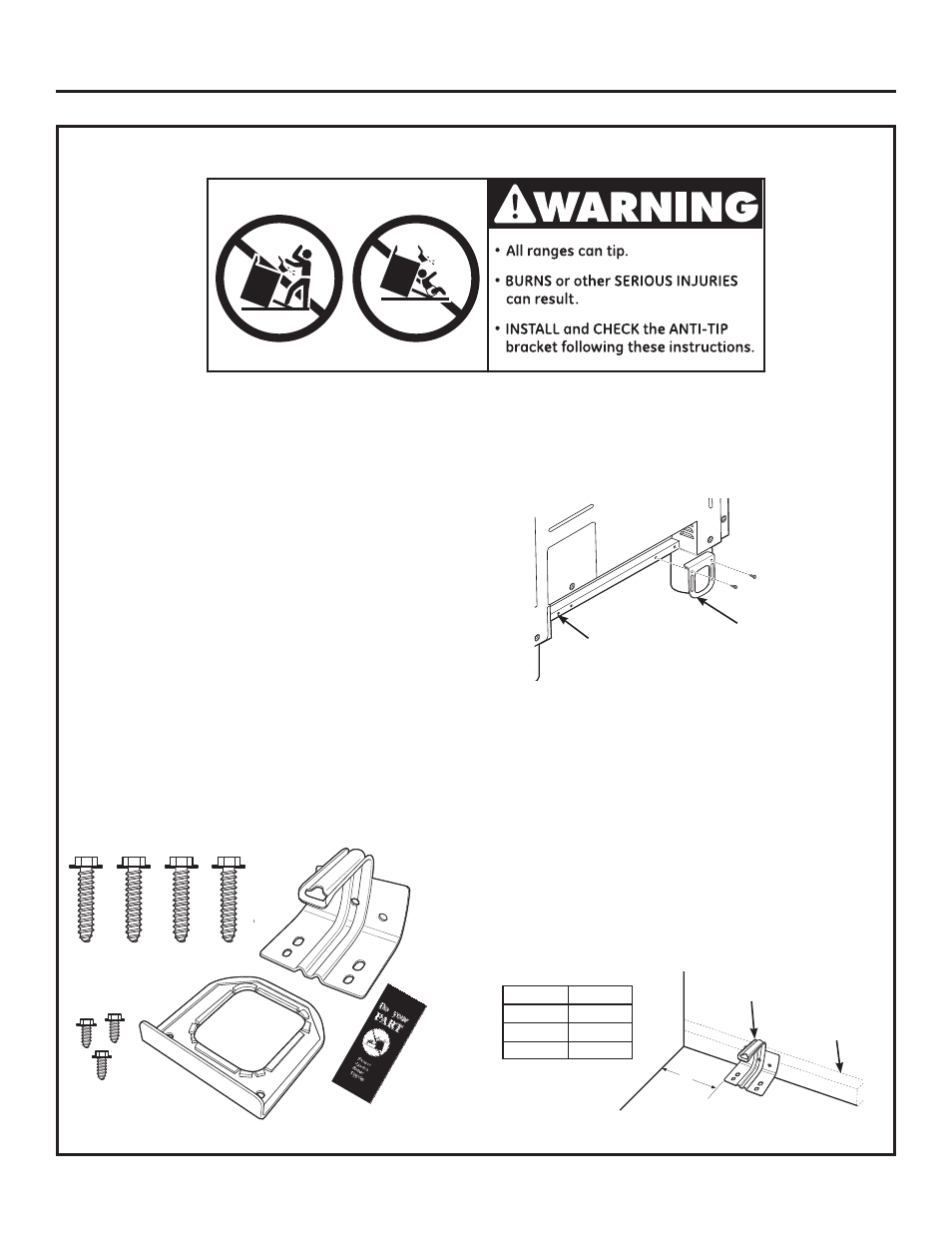 Installation, Install anti-tip device step 3 | GE ZDP364NDPSS User Manual | Page 13 / 68