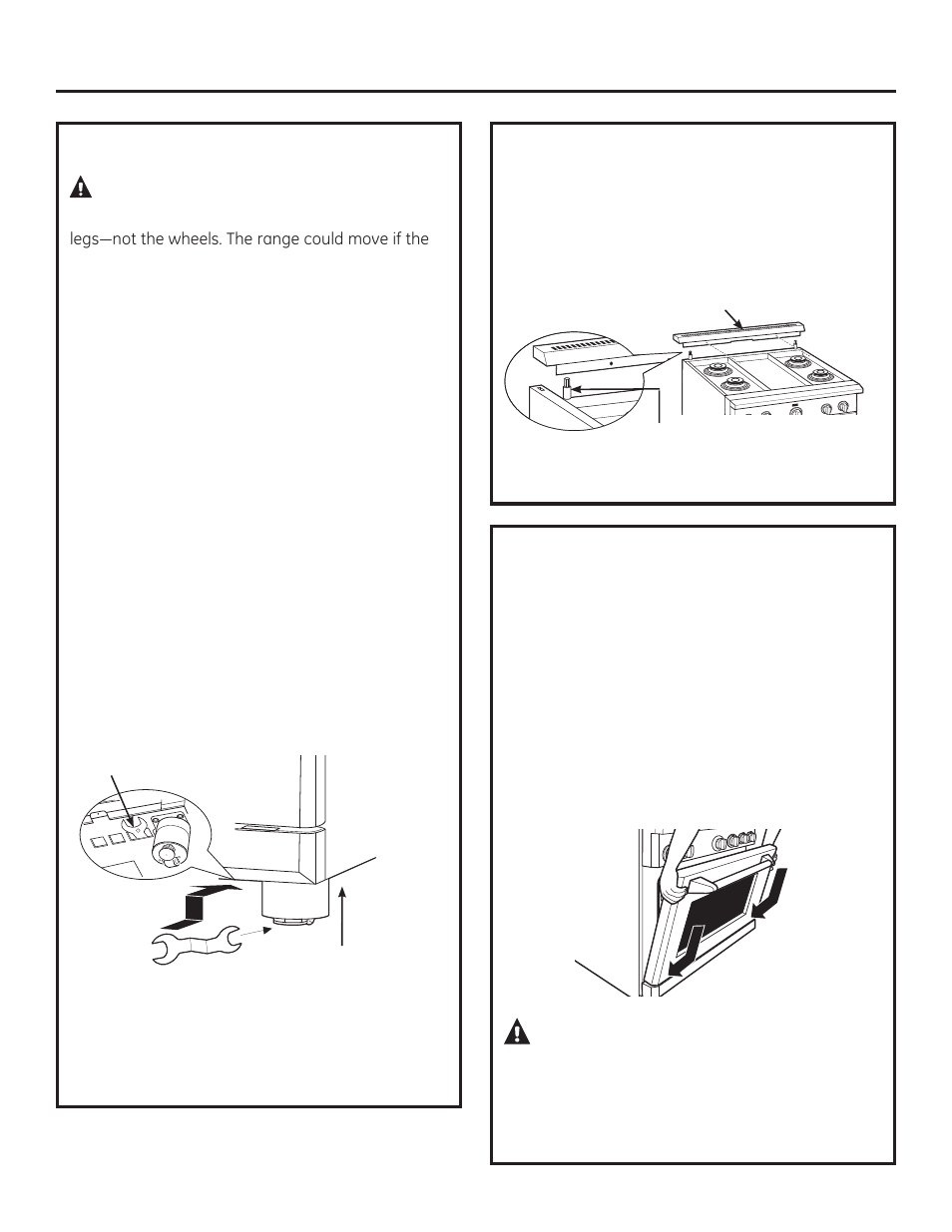 Caution, Installation, Warning | GE ZDP364NDPSS User Manual | Page 15 / 68