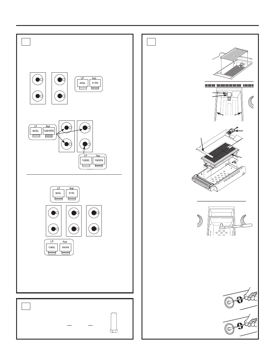 Installation instructions for gas conversion, 4 ** change grill orifice, 3 change burner orifices (cont.) | GE ZDP364NDPSS User Manual | Page 22 / 68