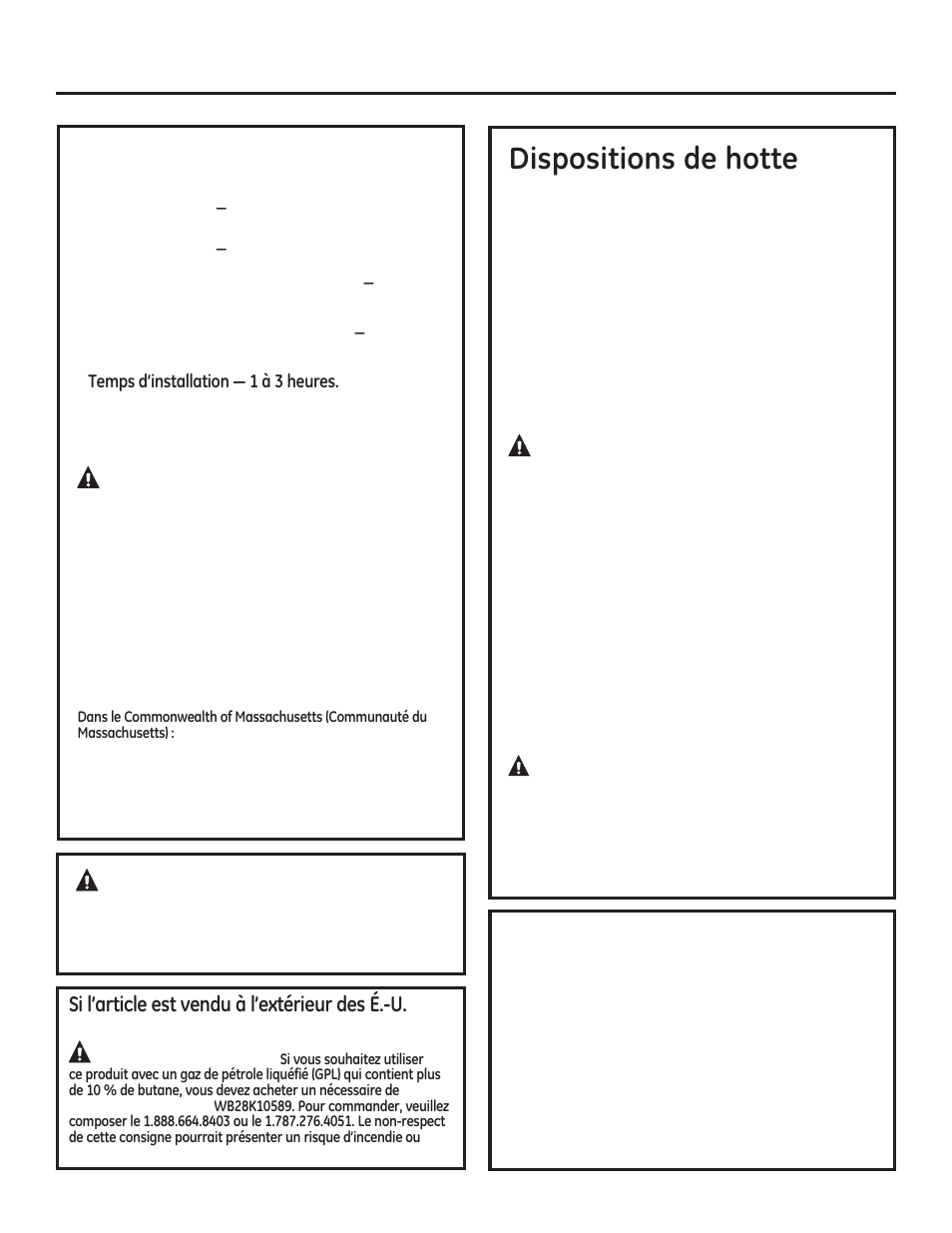 Consignes d’installation avant de commencer, Avertissement, Lvsrvlwlrqvghkrwwh d’extraction | Attention, Important | GE ZDP364NDPSS User Manual | Page 24 / 68