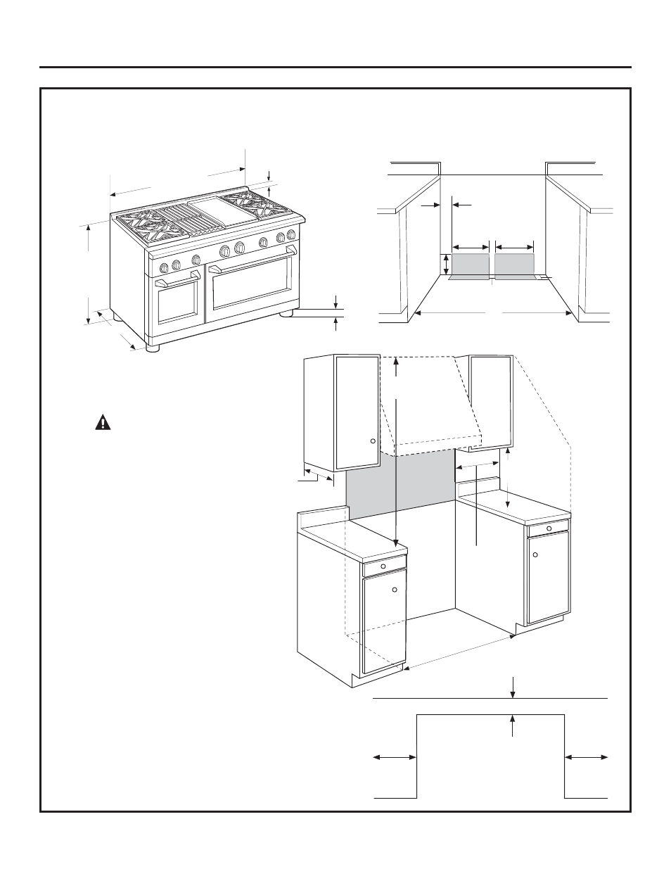 Design information, Warning, Product dimensions and clearances | 48” range models | GE ZDP364NDPSS User Manual | Page 4 / 68