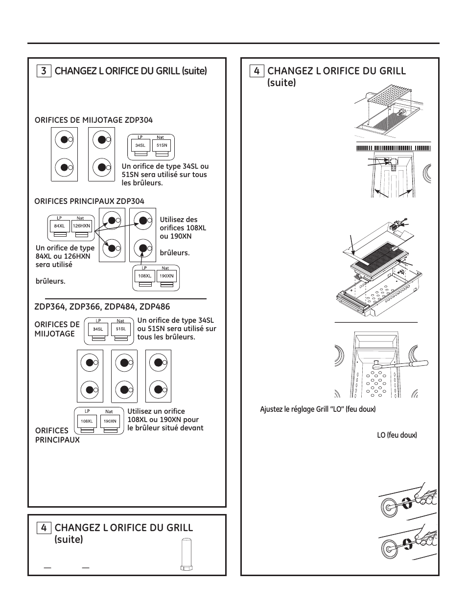 Consignes d’installation pour la conversion de gaz, 25,),&('8*5,// vxlwh | GE ZDP364NDPSS User Manual | Page 44 / 68