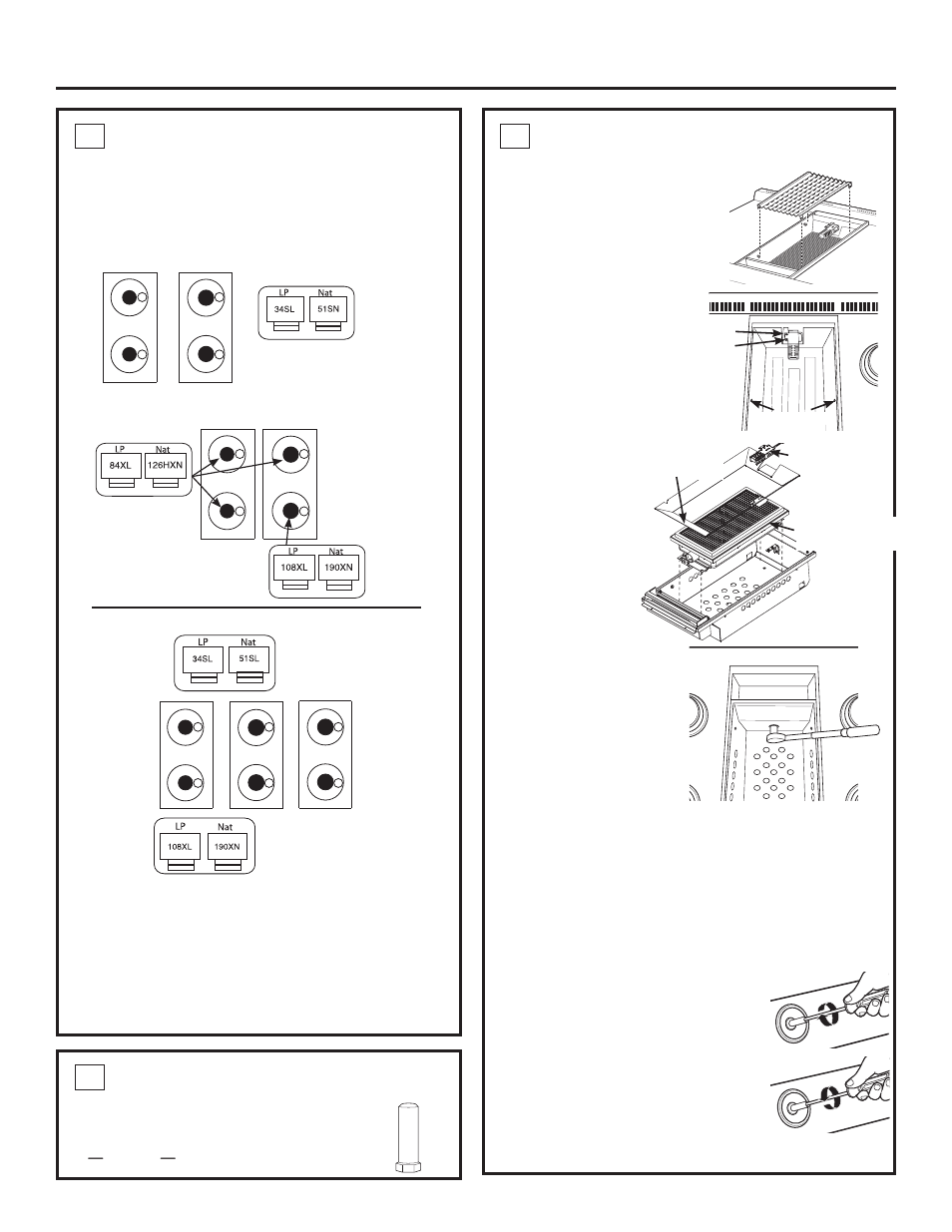 4 ** cambie el orificio de la parrilla (cont.), 3 cambie los orificios de los quemadores (cont.) | GE ZDP364NDPSS User Manual | Page 66 / 68