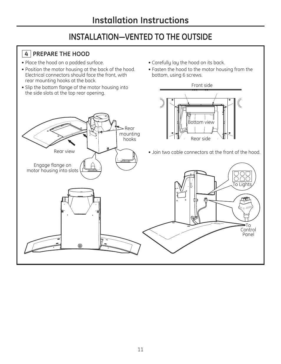 Installation instructions | GE ZV900SLSS User Manual | Page 11 / 20
