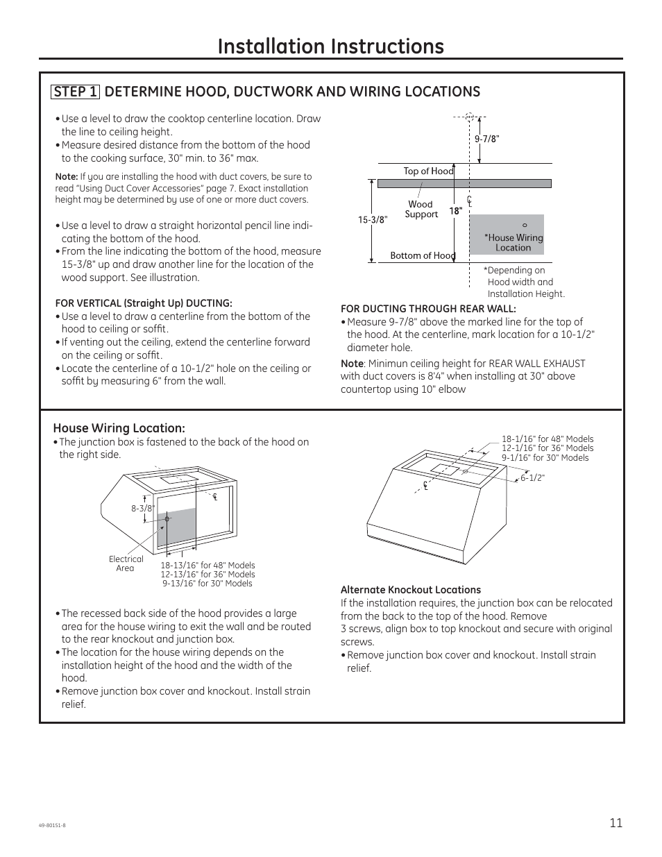 Installation instructions | GE ZV48SSFSS User Manual | Page 11 / 16