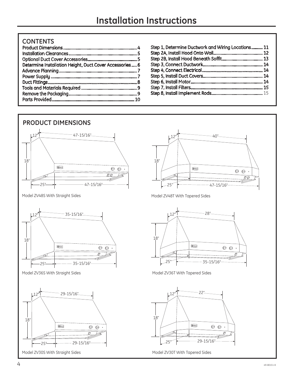 GE ZV48SSFSS User Manual | Page 4 / 16