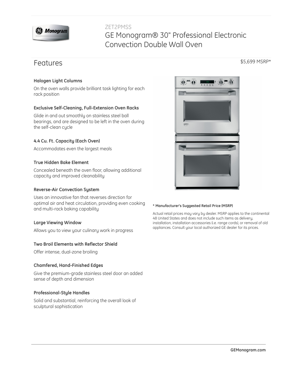 GE ZET2PMSS User Manual | 4 pages