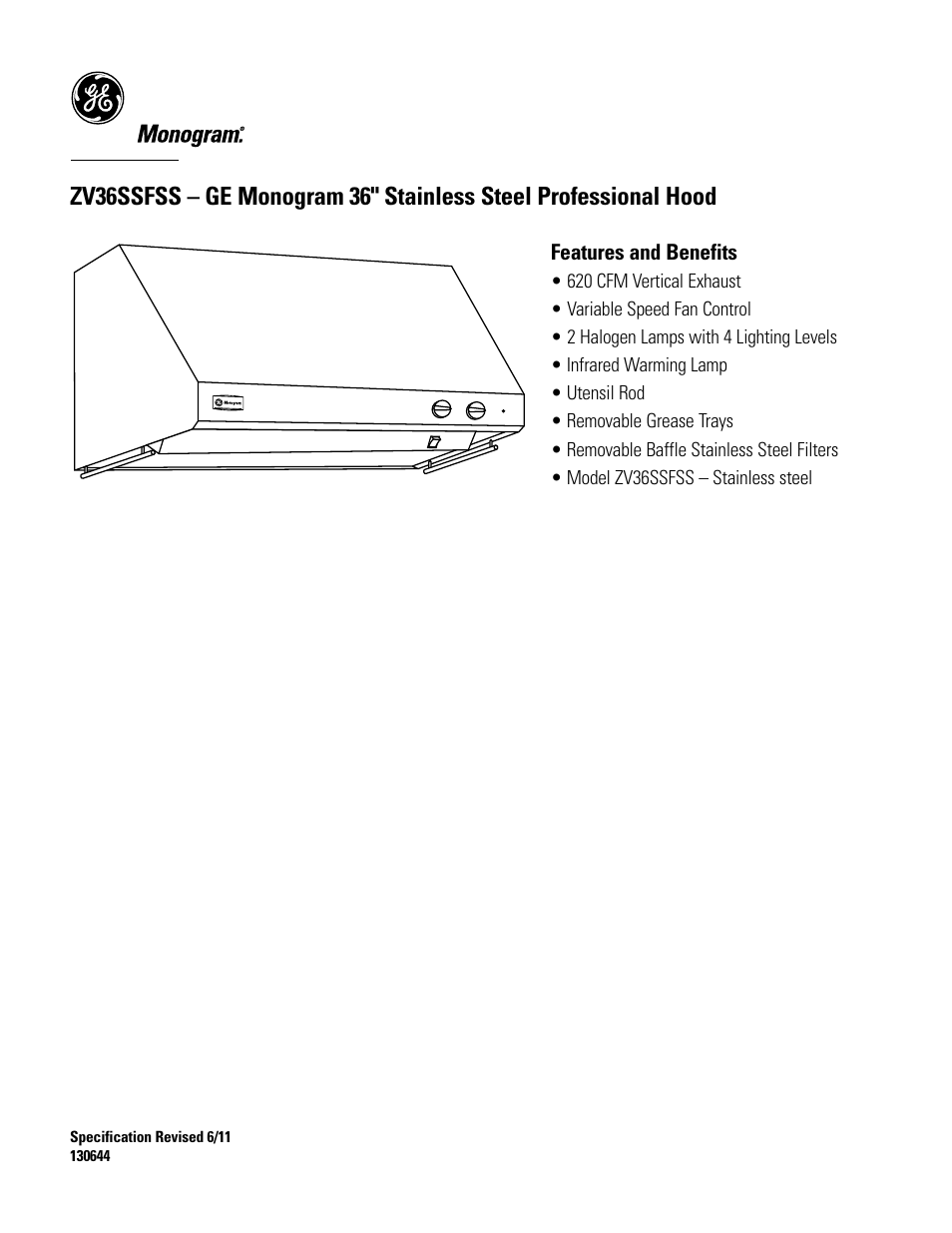 Zv36ssfss | GE ZV36SSFSS User Manual | Page 4 / 4