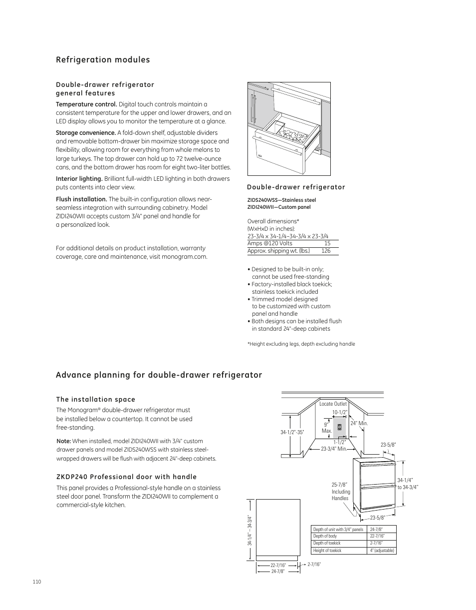 GE ZIDI240BII User Manual | 2 pages