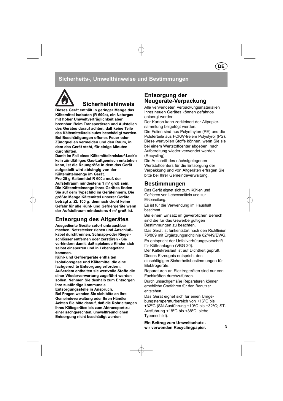 Entsorgung der neugeräte-verpackung, Bestimmungen, Sicherheitshinweis | Entsorgung des altgerätes | Bosch KGS37340 User Manual | Page 5 / 76