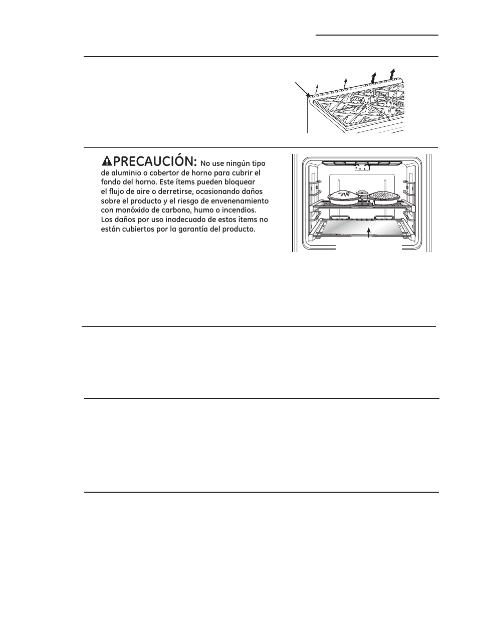 35(&$8&,ï1, Consejos de horneado, Ubicación de moldes | Precalentamiento, Papel de aluminio y cobertores del horno, Ventilaciones traseras del horno, Moldes/ bandejas de horneado | GE ZDP486NDPSS User Manual | Page 102 / 128