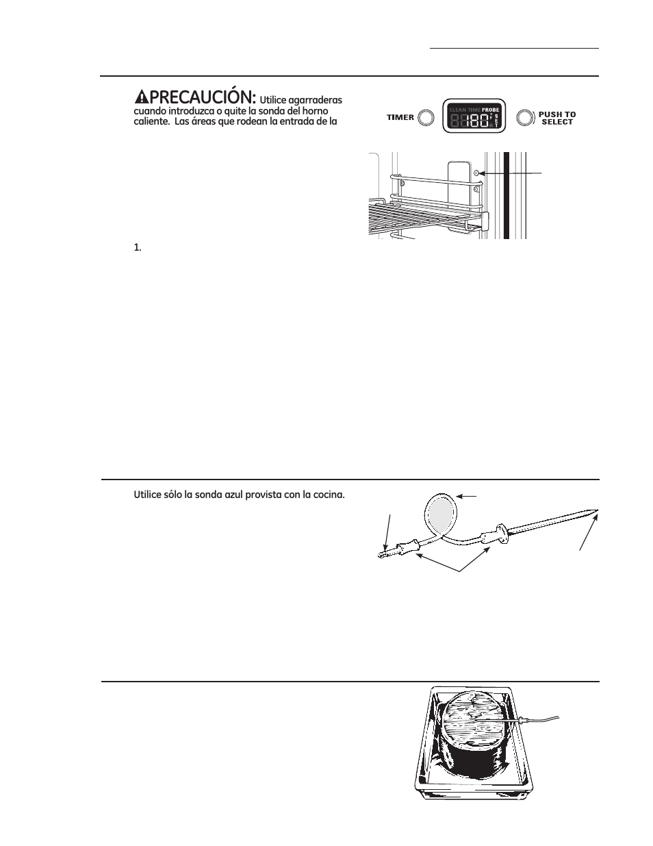 35(&$8&,ï1, Cómo usar la sonda, Colocación adecuada de la sonda | GE ZDP486NDPSS User Manual | Page 109 / 128