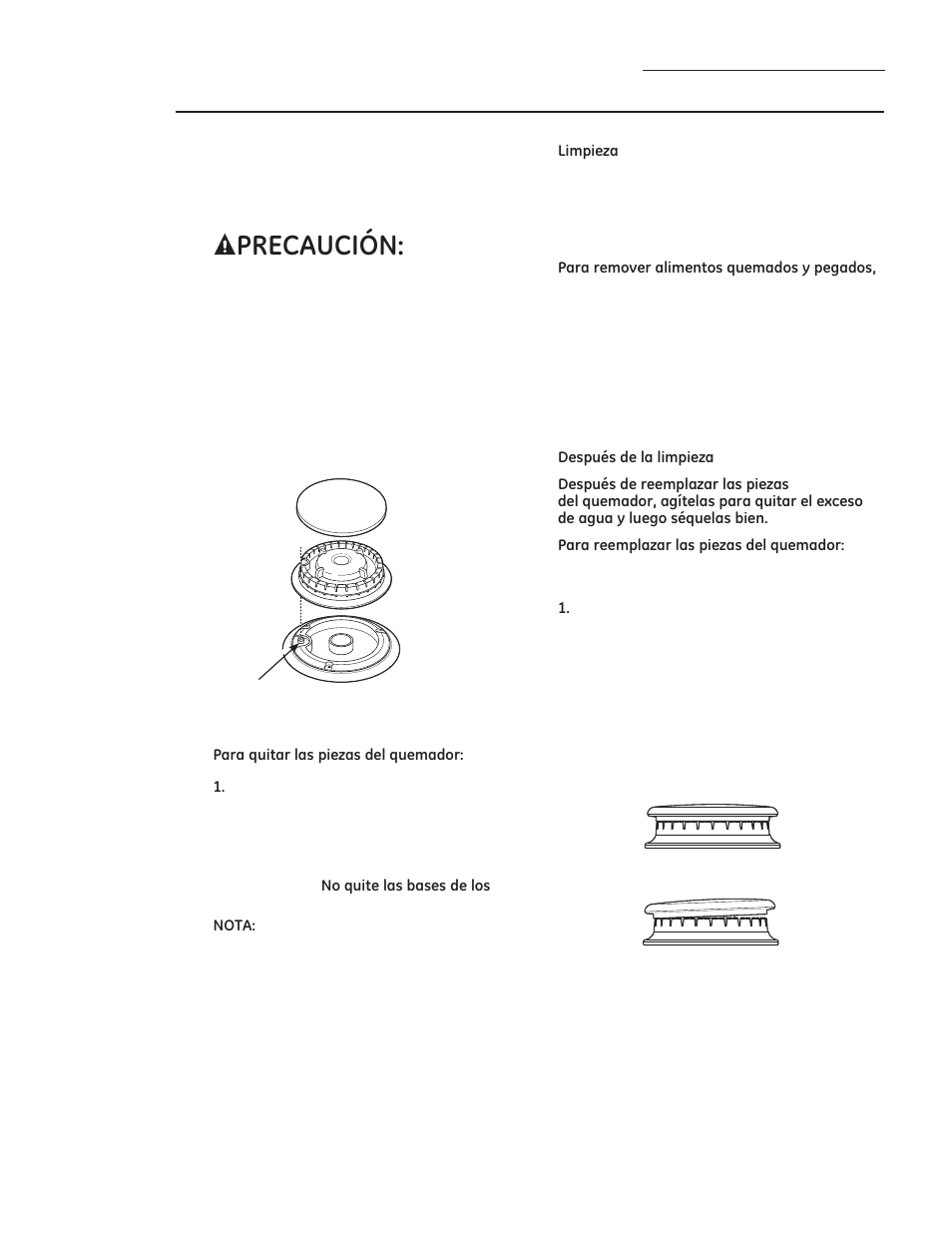 35(&$8&,ï1, Cuidado y limpieza, Quemadores apilados de llama dual | GE ZDP486NDPSS User Manual | Page 119 / 128