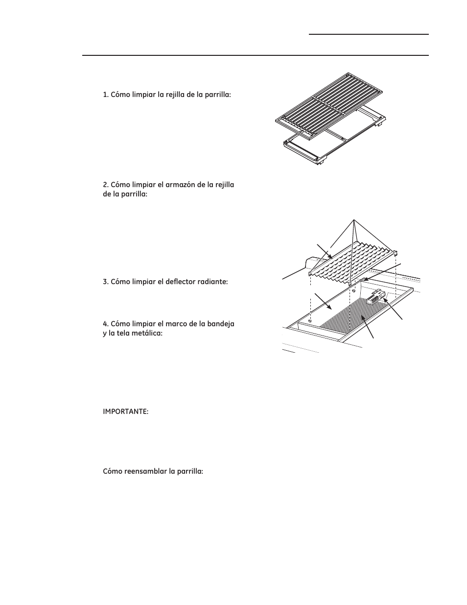Rejilla, armazón y deflector de la parrilla, Cuidado y limpieza | GE ZDP486NDPSS User Manual | Page 122 / 128