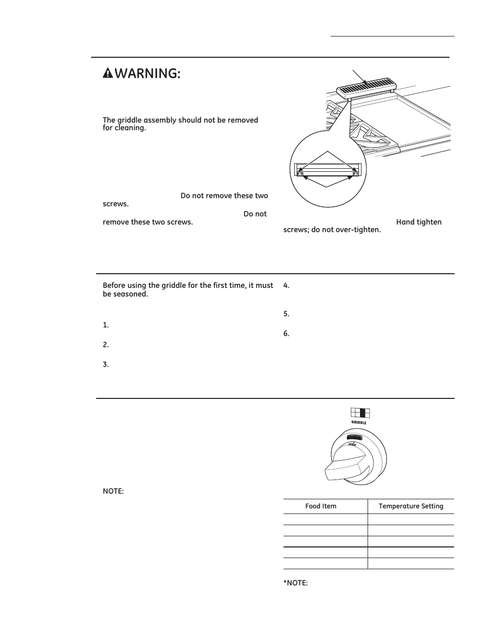 Griddle safety precautions, leveling, Surface cooking, Season the griddle | Using the griddle | GE ZDP486NDPSS User Manual | Page 14 / 128