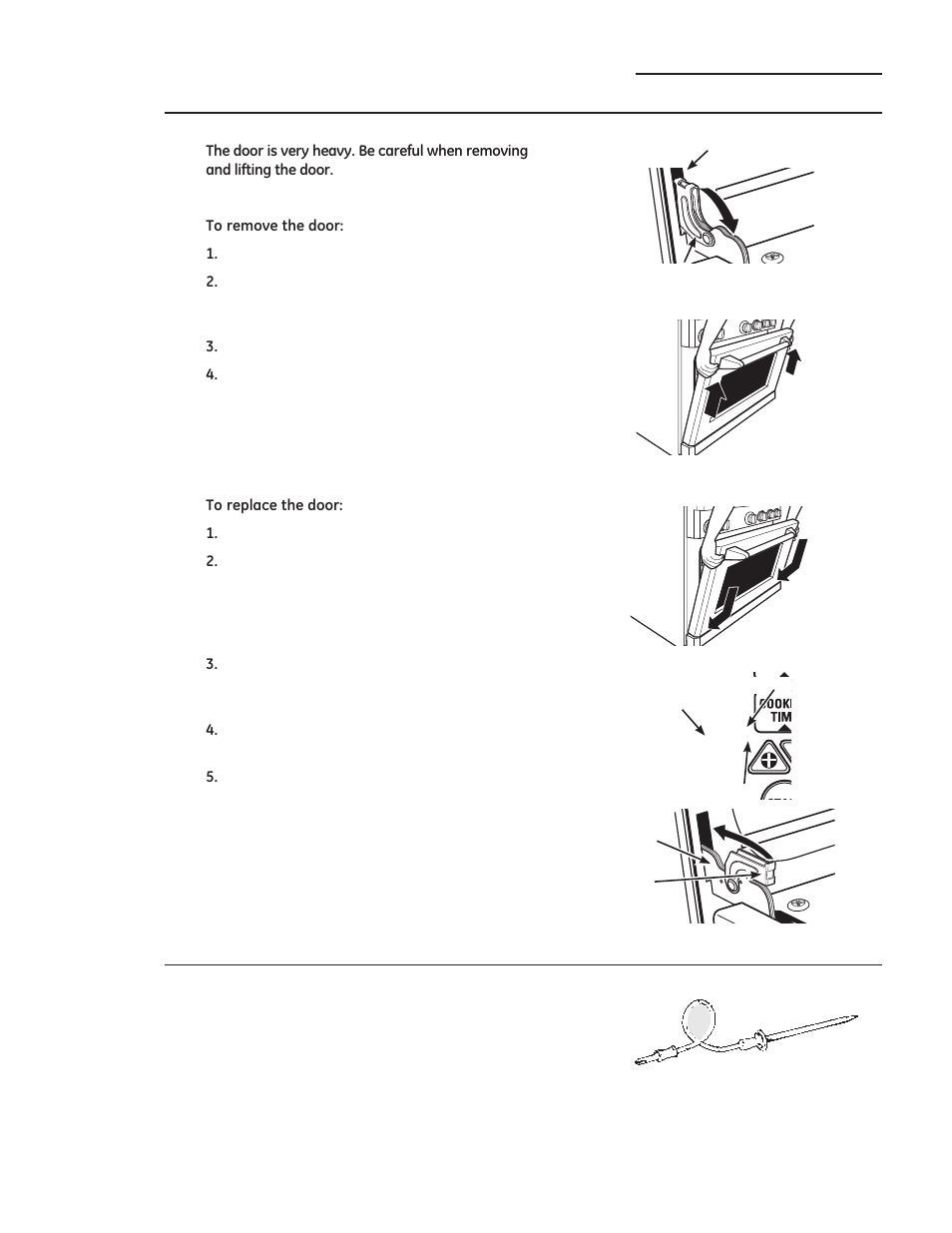 Care and cleaning, Lift-off oven door, Probe | GE ZDP486NDPSS User Manual | Page 31 / 128