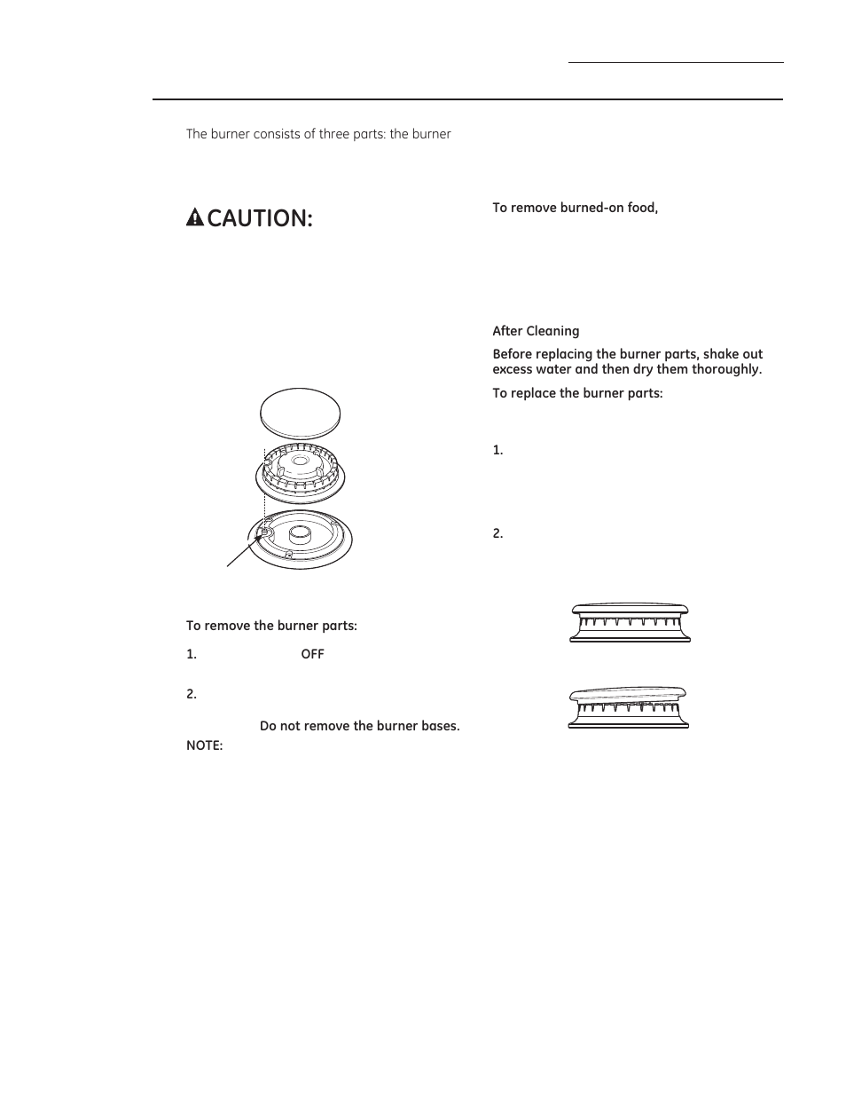 Care and cleaning, Dual-flame stacked burners | GE ZDP486NDPSS User Manual | Page 34 / 128