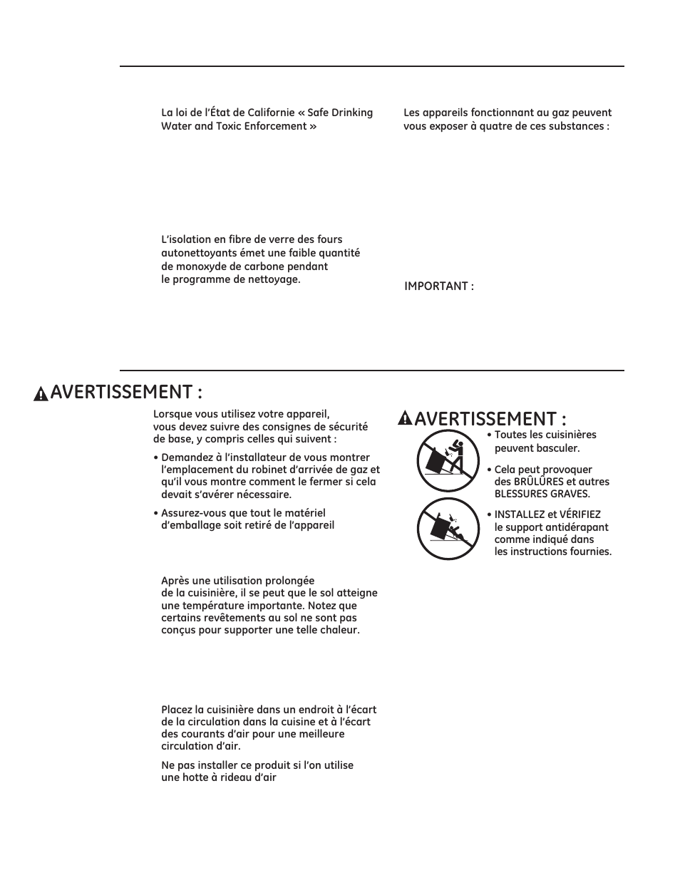 Consignes importantes de sécurité, Avis de sécurité important | GE ZDP486NDPSS User Manual | Page 47 / 128