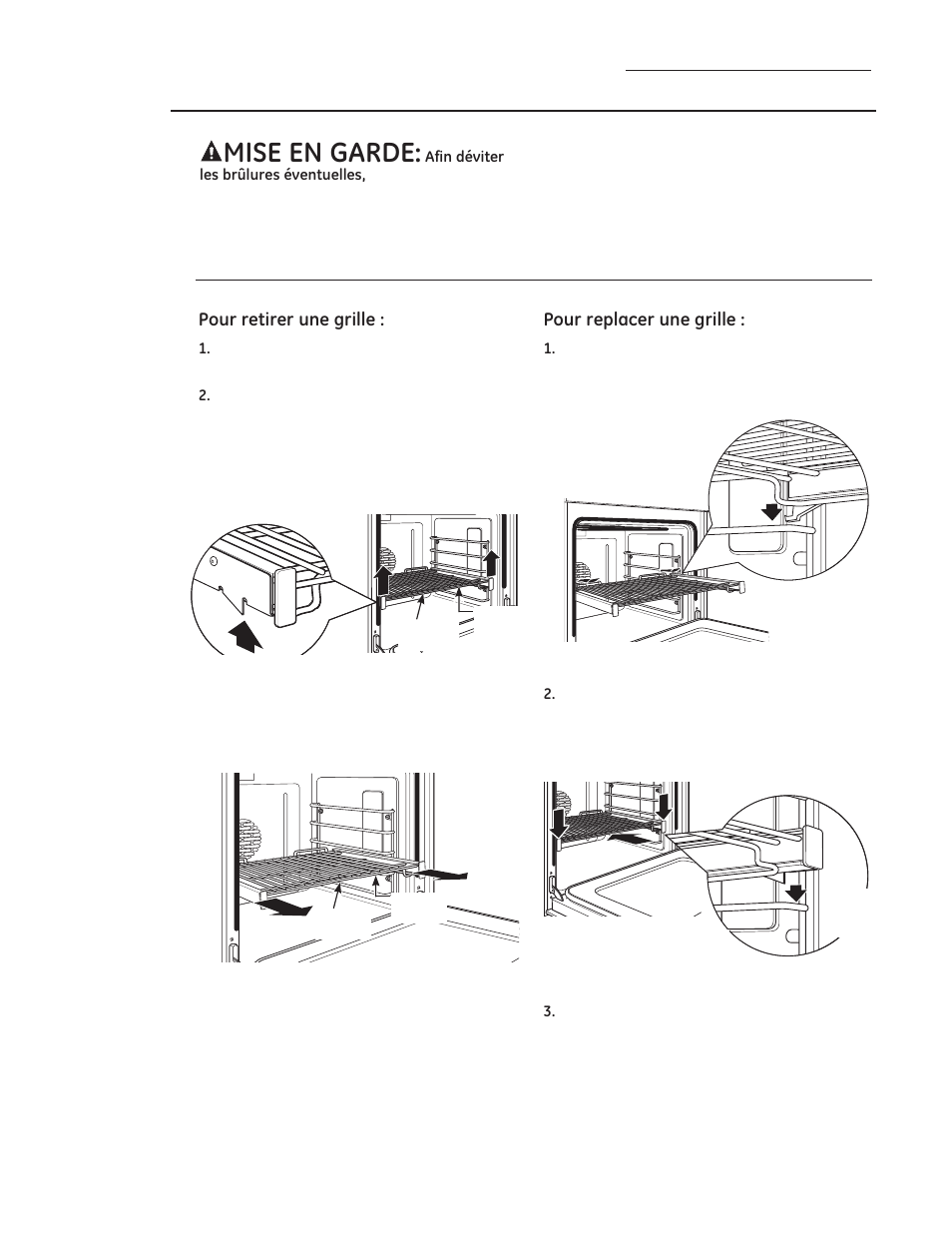 Grilles du four, Grilles de cuisson extensibles, Retirer et replacer les grilles du four | GE ZDP486NDPSS User Manual | Page 61 / 128