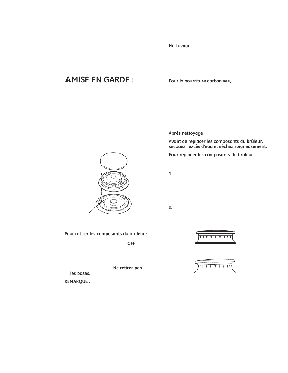 Entretien et nettoyage, Brûleurs double flamme superposés | GE ZDP486NDPSS User Manual | Page 77 / 128