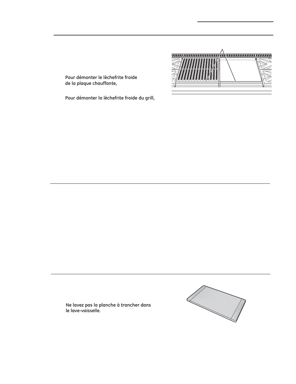 Lèchefrites, Entretien et nettoyage, Plaque chauffante | Planche à trancher | GE ZDP486NDPSS User Manual | Page 79 / 128