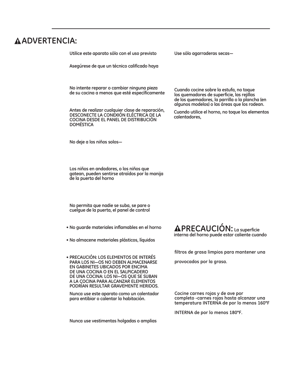 Instrucciones importantes de seguridad, 9(57(1&,$ precauciones de seguridad, 35(&$8&,ï1 | GE ZDP486NDPSS User Manual | Page 90 / 128