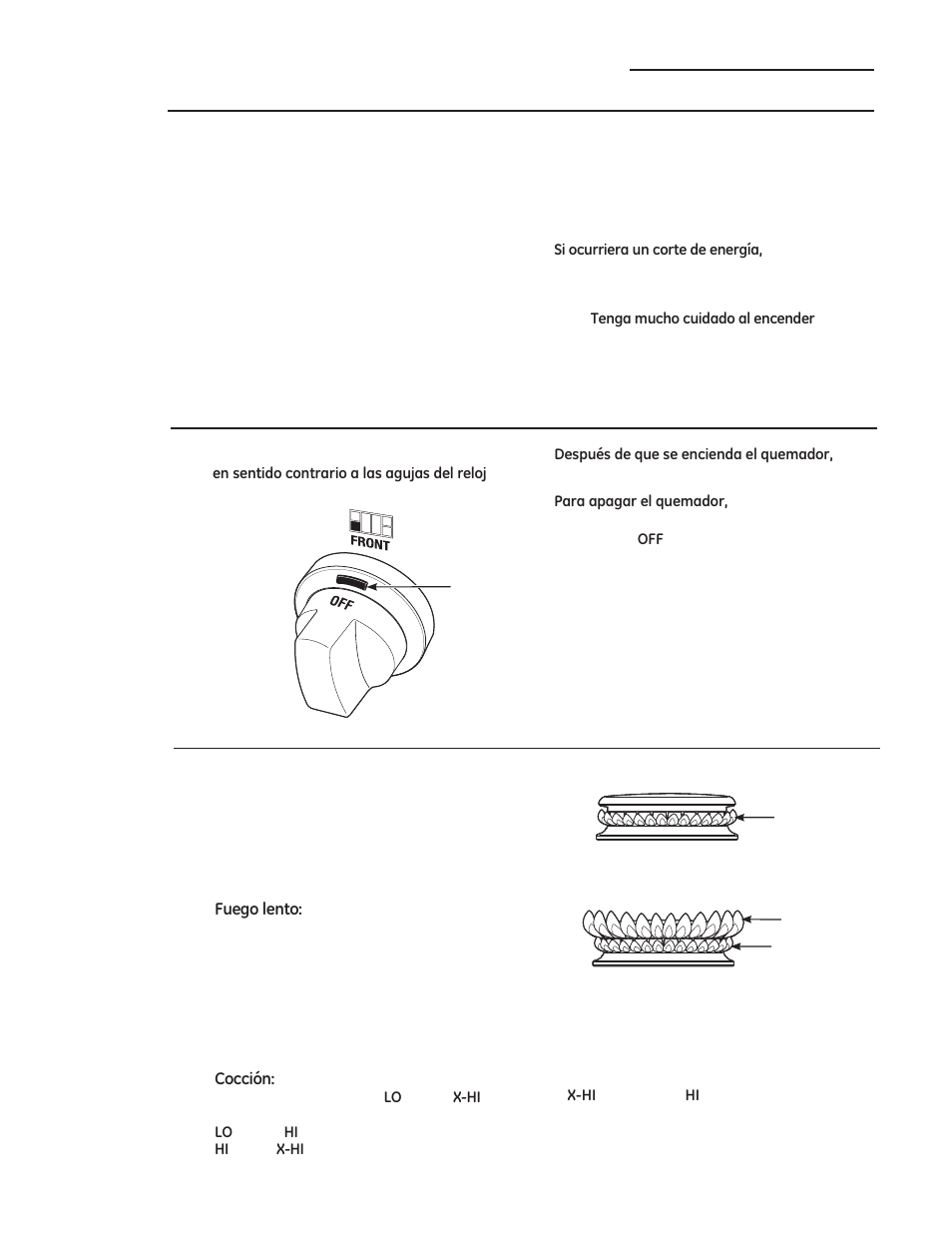 Controles de la estufa, Encendido electrónico y reencendido automático, Cómo encender un quemador de superficie | Quemadores apilados de llama dual | GE ZDP486NDPSS User Manual | Page 95 / 128