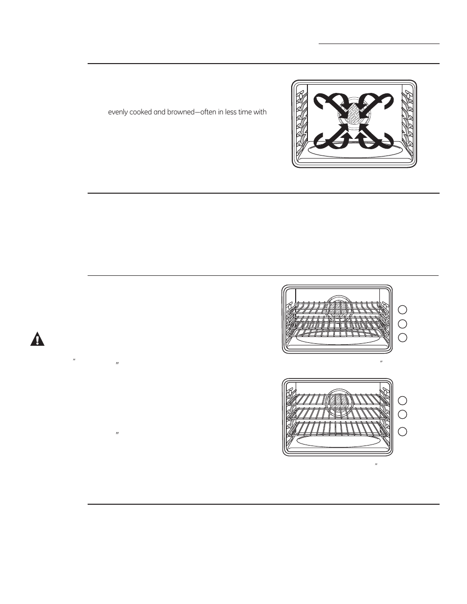 Caution, Using the convection oven, Convection fan | Rack convection baking, Adapting recipes, Multi-rack convection baking | GE ZEK938SMSS User Manual | Page 18 / 128