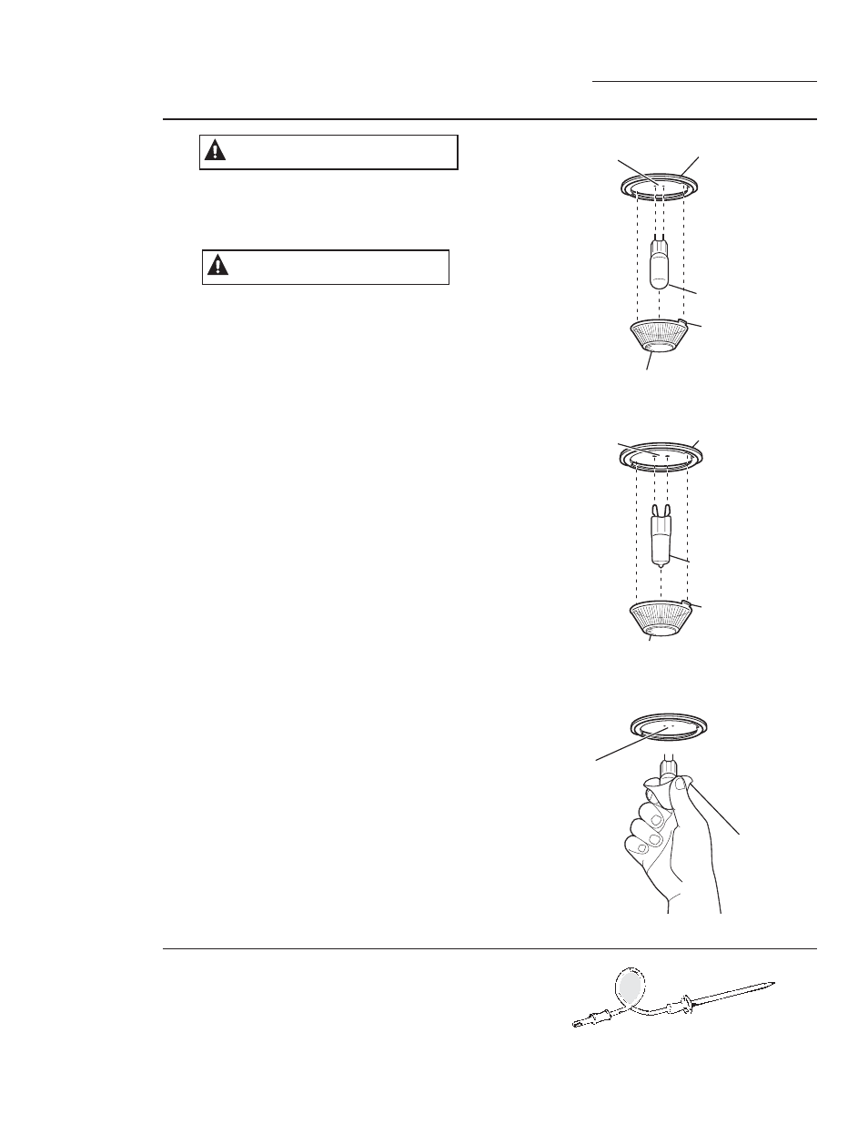 Avertissement mise en garde, Ampoules du four, Entretien et nettoyage | Sonde | GE ZEK938SMSS User Manual | Page 82 / 128