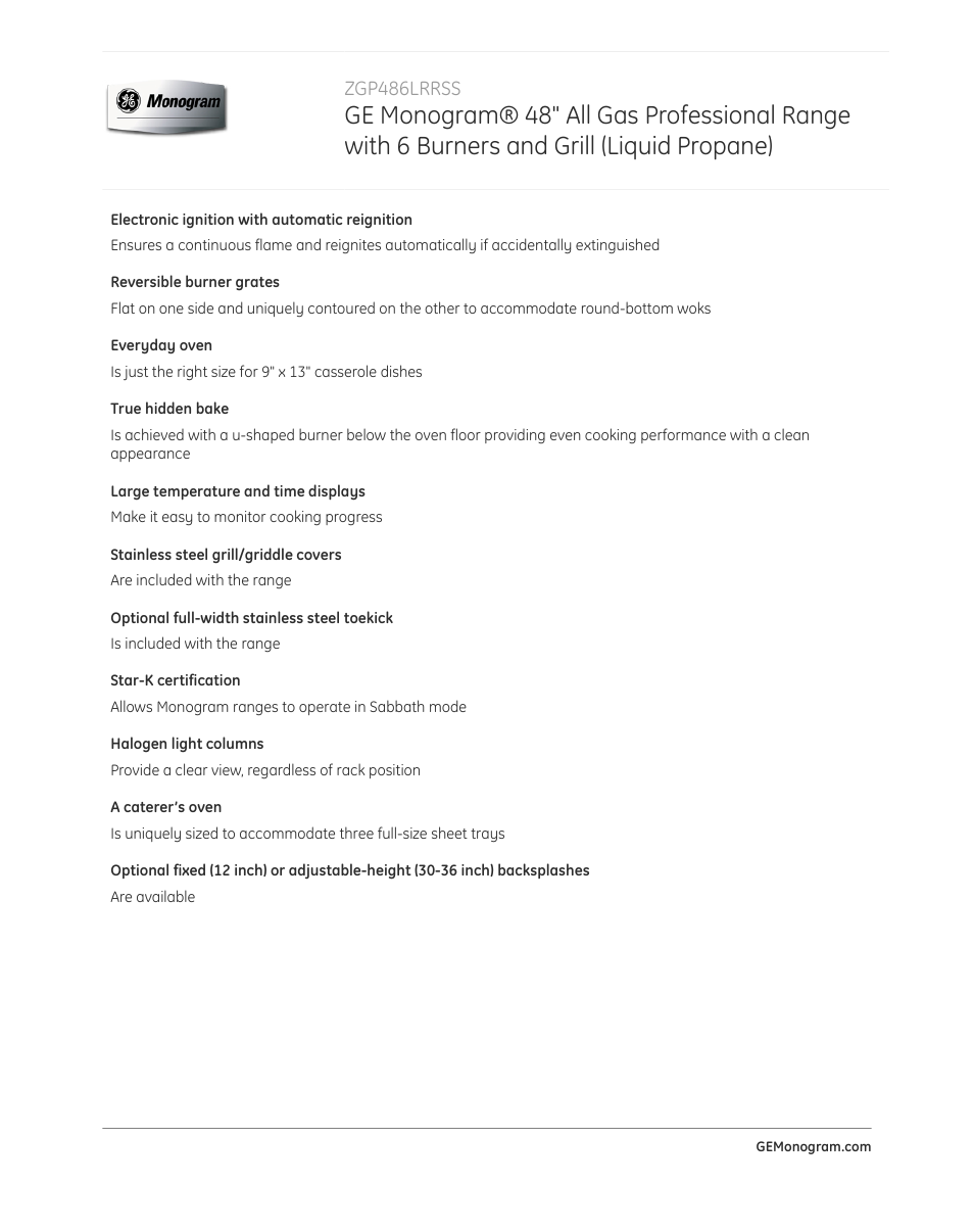 GE ZGP486LRRSS User Manual | Page 2 / 4