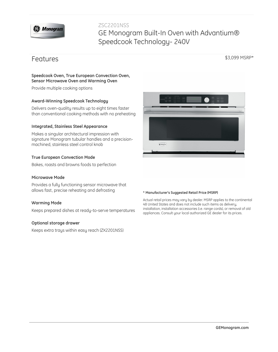 GE ZSC2201NSS User Manual | 4 pages