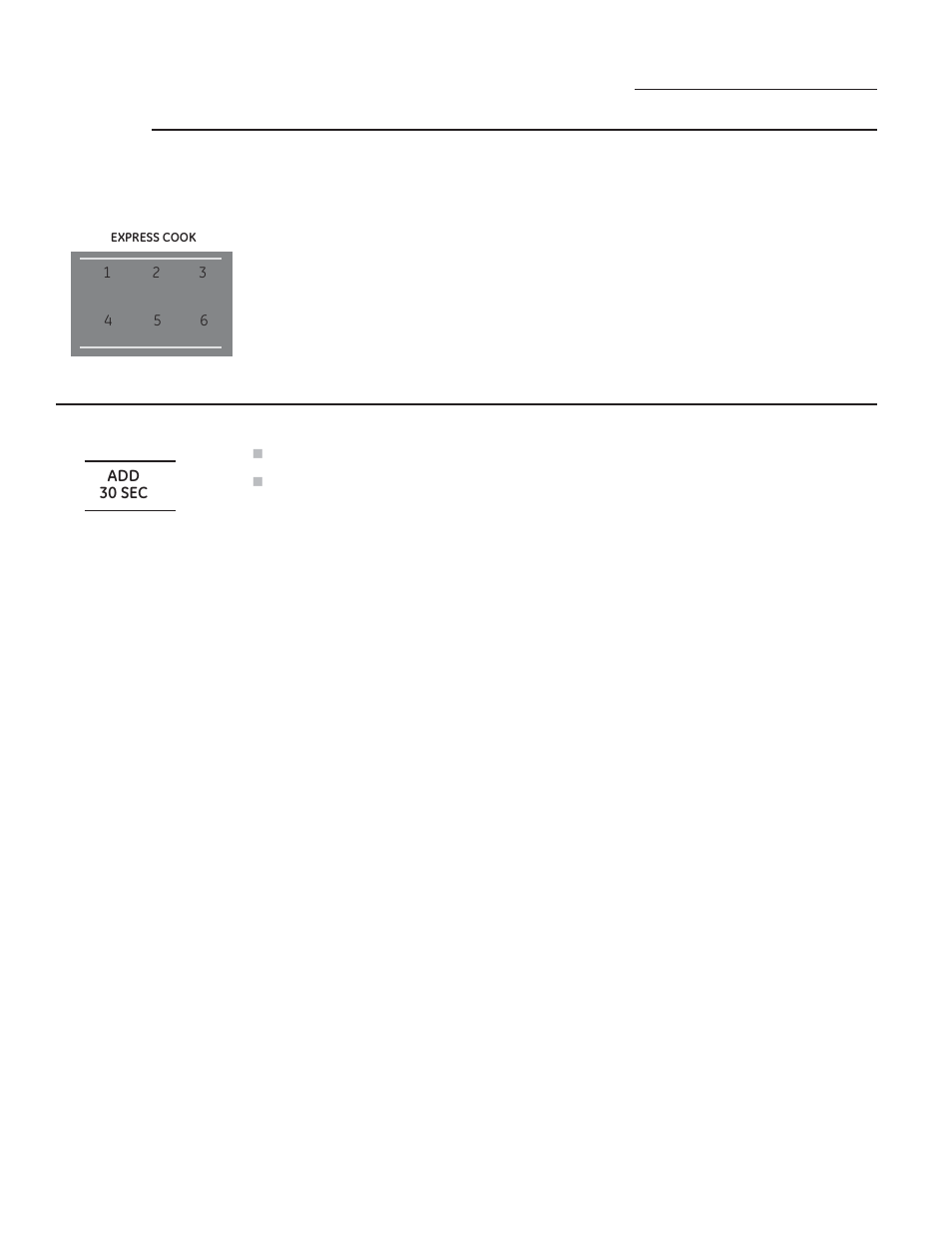 Time features, Express cook add 30 seconds | GE ZEM115SFSS User Manual | Page 20 / 56